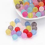 Perles de boule en acrylique transparente, style mat, ronde, couleur mixte, 10mm, Trou: 2mm, environ 938 pcs/500 g