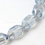 Perlas de vidrio galvanizadas, arco iris chapado, facetados, linterna, azul acero claro, 16x10mm, agujero: 1 mm
