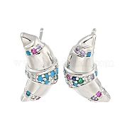 Серьга-гвоздик из латуни с микропаве из кубического циркония EJEW-C102-15P-02