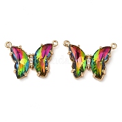 Подвески из латуни с граненым стеклянным соединителем FIND-Z020-03E