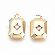 Brass Micro Pave Clear Cubic Zirconia Charms KK-T062-32G-NF