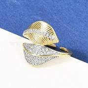 Открытое кольцо-манжета из латуни с микропаве из кубического циркония для женщин RJEW-F177-03GP-01