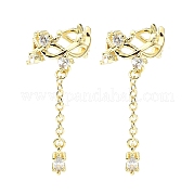 Серьги-каффы из латуни с микропаве и кубическим цирконием EJEW-C086-08G