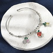 Браслеты с фруктовыми подвесками из латуни с микропаве из кубического циркония для женщин BJEW-Z089-05P