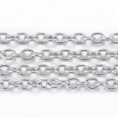 Catene portacavi in acciaio inox 304 anti-ossidazione, con la bobina, saldato, ovale, colore acciaio inossidabile, 2.5x2x0.5mm, circa 65.61 piedi (20 m)/rotolo