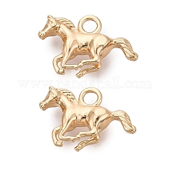 Pendentifs en laiton, breloques de chevaux, véritable 18k plaqué or, 14x21x5mm, Trou: 2.5mm