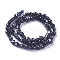 Granos de turmalina natural hebras, piedra caída, pepitas, negro, 6~12x4~8mm, agujero: 1 mm, aproximamente 42~50 pcs / cadena, 15.7 pulgada (40 cm)