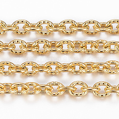 Catene portacavi testurizzate in acciaio inossidabile 304 placcate ioni (ip), con la bobina, senza saldatura, ovale, oro, 3x2.4x0.6mm, circa 32.8 piedi (10 m)/rotolo