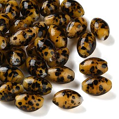 Perline murano fatto a mano, riso con stampa leopardata, goldenrod, 15.5~16x10.5~11.5mm, Foro: 1.4 mm