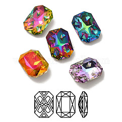 Cabochons de strass en K9 verre , point arrière et dos plaqué, facette, rectangle, couleur mixte, 18x13x6mm