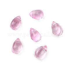 Abalorios de vidrio, lágrima, rosa perla, 6x4x4mm, agujero: 1 mm