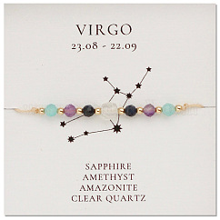 Braccialetti di perline con costellazione di pietre preziose naturali, Vergine, colorato, 11 pollice (28 cm)