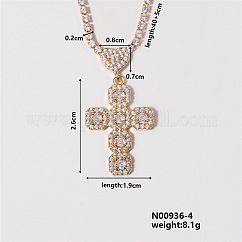 Elegante collar con cruz con diamantes brillantes y colgante de la Virgen María, 15.75 pulgada (400 mm)