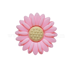 Perle focali in silicone ecologico per uso alimentare, margherita, roso, 20x20mm, Foro: 2 mm