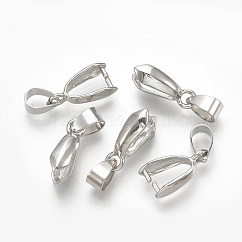 Fianzas de sujetador de latón, Platino, 10x6x3mm, agujero: 3.5x4.5 mm, medida interior: 4x3 mm, pin: 1 mm