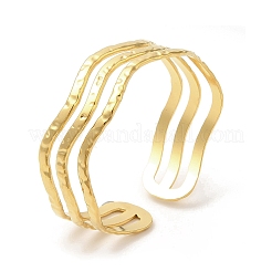Ionenplattierung (IP) 304 Edelstahl Welle offene Manschette Armreifen&nbsp;BJEW-L682-008G
