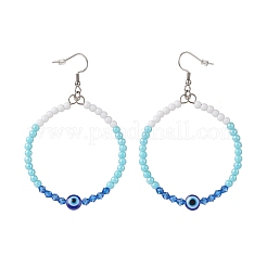 Pendientes colgantes de anillo grande con cuentas de acrílico y mal de ojo de resina&nbsp;EJEW-JE04999-05