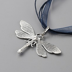 Collana con pendente a farfalla smaltata in lega con strass&nbsp;NJEW-WH0016-21A