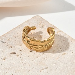 Offene Manschettenringe aus Edelstahl 304 für Damen&nbsp;RJEW-L341-03B-G