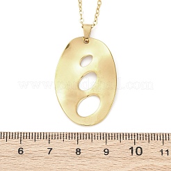 Colliers pendentifs ovales texturés creux en acier inoxydable 304&nbsp;NJEW-M096-24G