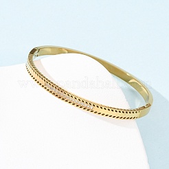 Brazaletes con bisagras de circonita cúbica micropavé de acero inoxidable 304 para mujer&nbsp;BJEW-Z146-04G