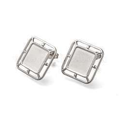 Orecchini a bottone quadrati in acciaio inossidabile 304 per donna&nbsp;EJEW-M028-05S