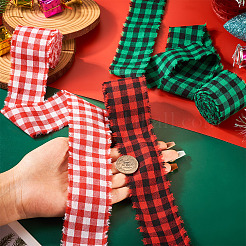 3 Rolle 3 Farben Tartan Baumwollleinen ausgefranstes Band&nbsp;OCOR-TAC0035-11A