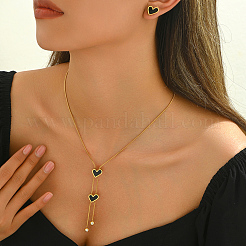 Set di gioielli in acciaio inossidabile con cuore a conchiglia e ventaglio a forma di fiore per donna&nbsp;XK7928-2