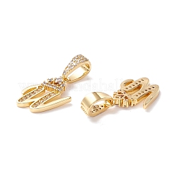 Pendentifs en zircone cubique micro-pavés en laiton écologiques&nbsp;KK-K265-01G-W