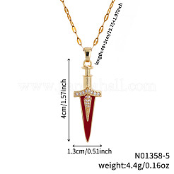 Collane con ciondolo a forma di spada in ottone e zirconi cubici trasparenti&nbsp;VF7385-2