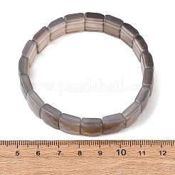 Pulseras elásticas unisex con cuentas de ágata negra natural&nbsp;G-K303-02M