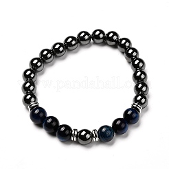 Set di bracciali elasticizzati con perline naturali occhio di tigre (tinte).&nbsp;BJEW-JB06653-05