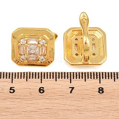 Orecchini a cerchio da donna in ottone con micro pavé di zirconi chiari&nbsp;EJEW-T058-02G