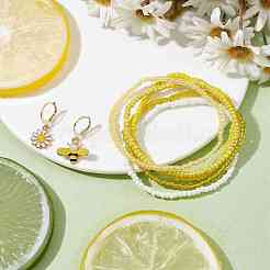 Set di 5 braccialetti con ciondoli smaltati in lega di fiori e api in stile 5 pezzi&nbsp;BJEW-JB09953
