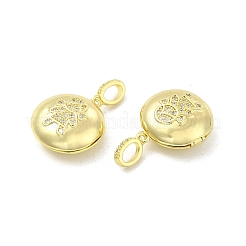Messing Micro Pave klare Zirkonia Medaillon Anhänger&nbsp;KK-H441-43A-LG