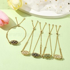 Braccialetti con cursore a maglie tonde con pietre preziose naturali miste&nbsp;BJEW-JB09902