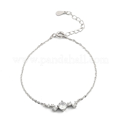 Bracelets à maillons en argent sterling avec micro pavé de zircones cubiques&nbsp;BJEW-V008-02P