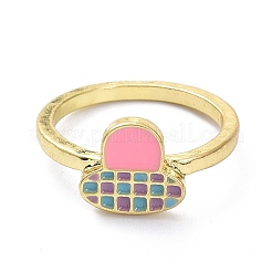 Anillos de dedo de esmalte de aleación con forma de bolsa&nbsp;RJEW-Z008-26LG