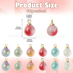 60pcs 6 Farben zweifarbige transparente sprühlackierte Glasanhänger&nbsp;GLAA-YW0004-45