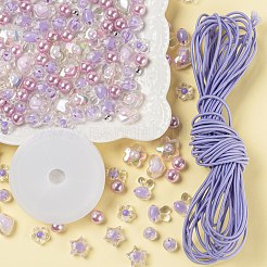 1 sacchetto 480 pezzi di perle acriliche viola trasparenti/imitazione perle&nbsp;DIY-LS0003-03