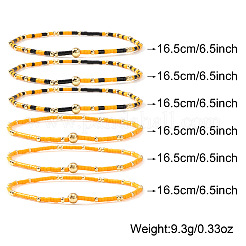 6 pulsera elástica hecha a mano con cuentas de vidrio y latón.&nbsp;XZ6120-5