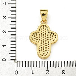 Placage de crémaillère en laiton micro pavé pendentifs en zircone cubique claire&nbsp;KK-Z067-03G-02