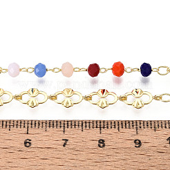 Chaîne à maillons ovales en perles de verre et laiton faites à la main&nbsp;KK-N281-05G