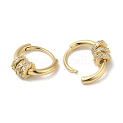 Orecchini a cerchio Huggie da donna con tripli anelli in ottone con micro pavé di zirconi trasparenti&nbsp;EJEW-C097-11G