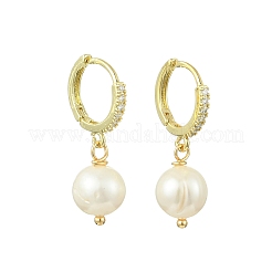 Boucles d'oreilles créoles pendantes en perles de culture d'eau douce naturelles pour femmes&nbsp;EJEW-JE07277
