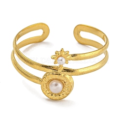Anillo abierto de acero inoxidable 304 con forma de estrella y forma redonda para mujer&nbsp;RJEW-U015-06G