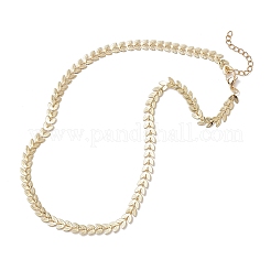 Collares de cadena de eslabones de hoja de latón de 6 mm para mujer&nbsp;NJEW-JN05582