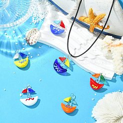 6pcs 6 Farben handgemachte Bunte Malerei-Anhänger&nbsp;LAMP-CJ0003-03