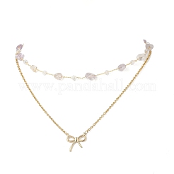Collier avec pendentif en forme de nœud papillon en acier inoxydable 304&nbsp;NJEW-JN05399-02