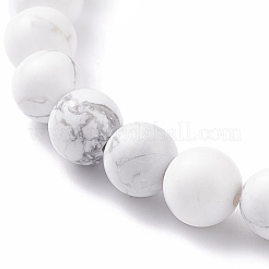 Bracelet extensible en howlite naturelle & oeil de tigre & turquoise synthétique avec colonne en alliage&nbsp;BJEW-TA00104